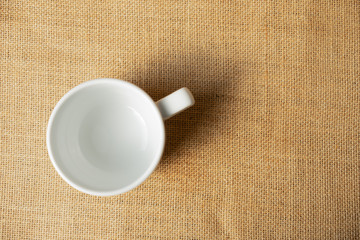 Top view empty white mug