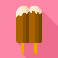 Double wood stick popsicle icon. Flat illustration of double wood stick popsicle vector icon for web design