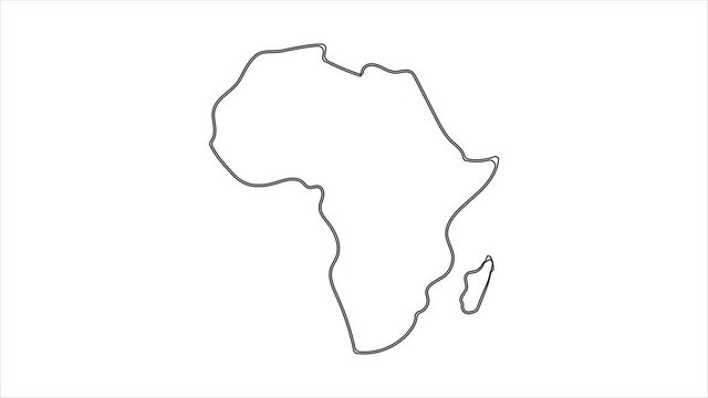 Africa Map sketch illustration hand drawn animation Alpha Luma Matte included. 4k