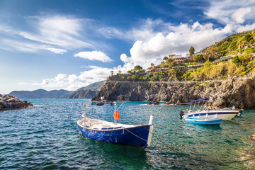 Fototapeta na wymiar The Ligurian Sea and coast near of the famous Cinque Terre towns, Italy.