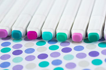 Colors Marker Pens Isolated on paper Background.Alcohol Markers.