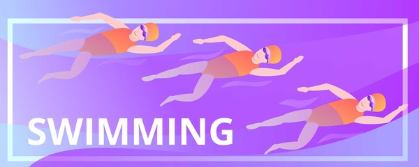 Swimming concept banner. Cartoon illustration of swimming vector concept banner for web design