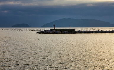 breakwater in la spezia gulf , italy