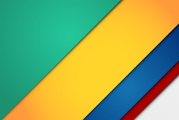 Realistic red, green, blue and yellow sheets of papers