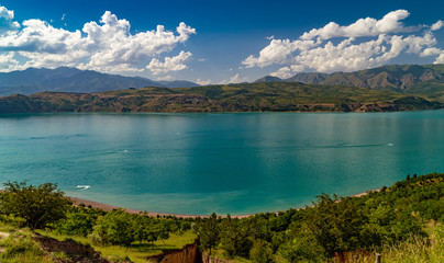 Lake in mountains on summer