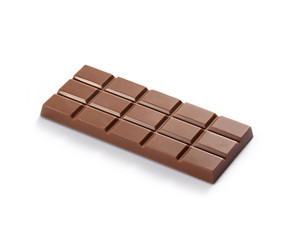 Milk chocolate bar isolated on white background