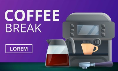 Fototapeta premium Coffee break concept banner. Cartoon illustration of coffee break vector concept banner for web design