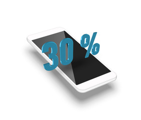 Realistic smartphone with a 3D percentage, vector illustration