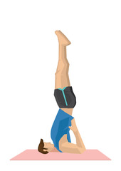 Illustration of a strong man practicing yoga with a shoulderstand pose.