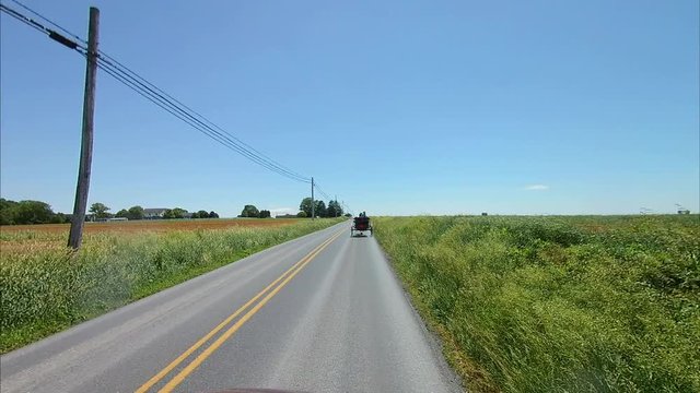 Driving Along Amish Countryside Came Across a Horse and Open Buggy