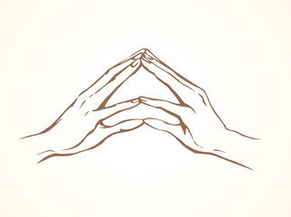 Praying hands. Vector drawing
