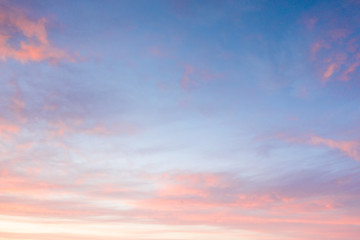 Beautiful sunset clouds in pink colors