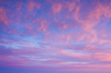 Beautiful sunset clouds in pink colors