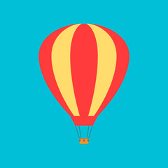 Hot Air Balloon icon in flat style. Vector illustration. Air transport for flight in the basket. Vector illustration.