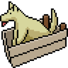 vector pixel art dog play