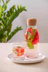  infused water of watermelon on white background