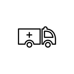 Ambulance Line Icon In Flat Style Vector Icon For Apps And Websites. Black Icon Vector Illustration