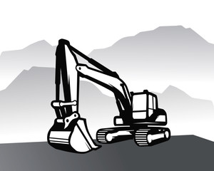Excavator logo template vector. Heavy equipment logo vector for construction company. Creative excavator illustration for logo template.