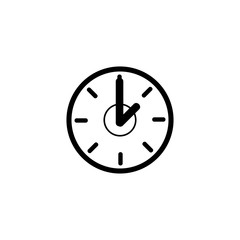 Clock Icon In Flat Style Vector For Apps, UI, Websites. Black Icon Vector Illustration
