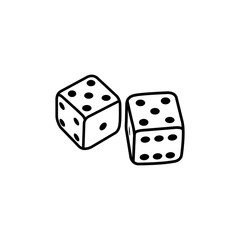 Casino Dice Line Icon In Flat Style Vector Icon For Apps, UI, Websites. Black Vector Icon