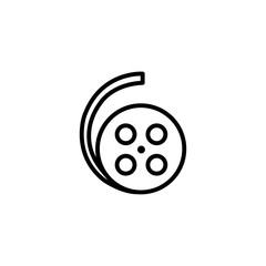 Film Reel Line Icon In Flat Style Vector For App, UI, Websites. Black Icon Vector Illustration