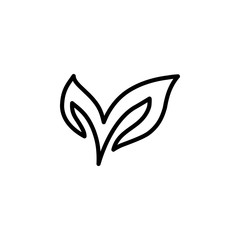 Leaf Line Icon In Flat Style Vector For App, UI, Websites. Black Icon Vector Illustration