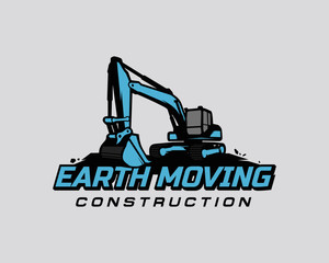 Excavator logo template vector. Heavy equipment logo vector for construction company. Creative excavator illustration for logo template.