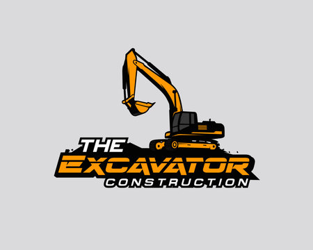 Excavator logo template vector. Heavy equipment logo vector for construction company. Creative excavator illustration for logo template.