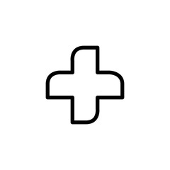 Medical Cross Line Icon In Flat Style Vector For App, UI, Websites. First Aid Black Icon