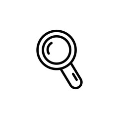 Magnifying Glass Line Icon In Flat Style Vector For App, UI, Websites. Vector Black Icon