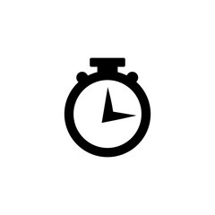 Stopwatch Icon In Flat Style Vector For Apps, UI, Websites. Black Icon Vector Illustration