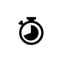Stopwatch Icon In Flat Style Vector For Apps, UI, Websites. Black Icon Vector Illustration