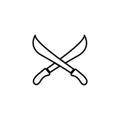 Sword Cross Line Icon In Flat Style Vector For Apps, UI, Websites. Black Icon Vector Illustration