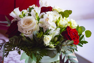 bouquet of roses on the table