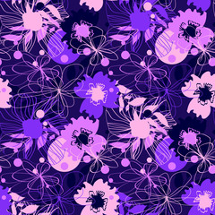 Abstract floral pattern, vector. Botanical design. Background with flowers	