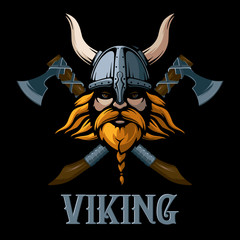 Redhead Viking. Scandinavian Warrior. Military Man. Stock Vector Illustration