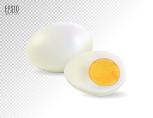 Realistic hard boiled eggs isolated on transparent background vector illustration