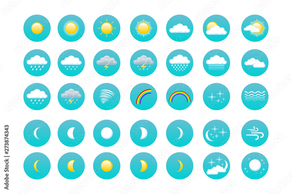 Wall mural set weather icons for print, web or mobile app vector eps 10