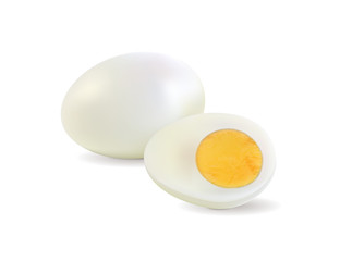 Realistic hard boiled eggs isolated on white background vector illustration. EPS10