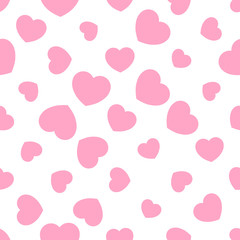 Fototapeta na wymiar Cute pink hearts romantic seamless patttern. Texture for wallpapers, fabric, wrap, web page backgrounds, vector illustration