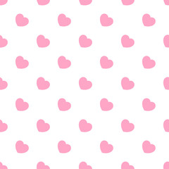 Cute pink hearts romantic seamless patttern. Texture for wallpapers, fabric, wrap, web page backgrounds, vector illustration