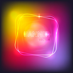 Glowing neon banner for design. Vector Background