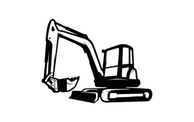 Excavator logo template vector. Heavy equipment logo vector for construction company. Creative excavator illustration for logo template. - obrazy, fototapety, plakaty