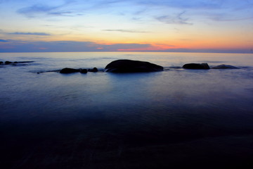 Fototapeta na wymiar Beautiful sunset on the beach,Sea on the twilight sky,for background.