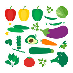 Set of keto vegetable in flat style