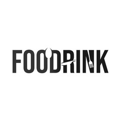 Food and drink word marks typography negative space logo design vector