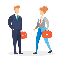 Businessman and a businesswoman. Office character couple