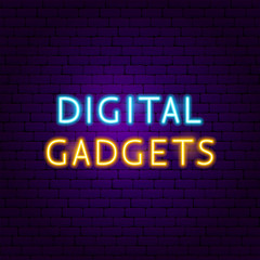 Fototapeta na wymiar Digital Gadgets Text Neon Label