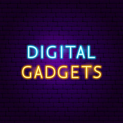 Fototapeta premium Digital Gadgets Text Neon Label