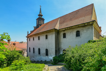 Novi Sad, Serbia June 13, 2019: Monastery and church of Saint Jurja in Petrovaradin. Church of St. Juraj in Petrovaradin is located in the suburb of Petrovaradin Fortress.